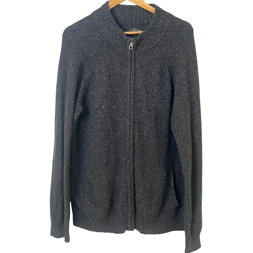 Marc Anthony Speckled Heather Gray Full Zip Sweater Wool Alpaca Mix XL NWOT Mens